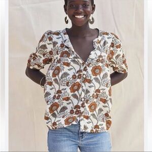 Faherty Juliet Floral Blouse Top Womens Small